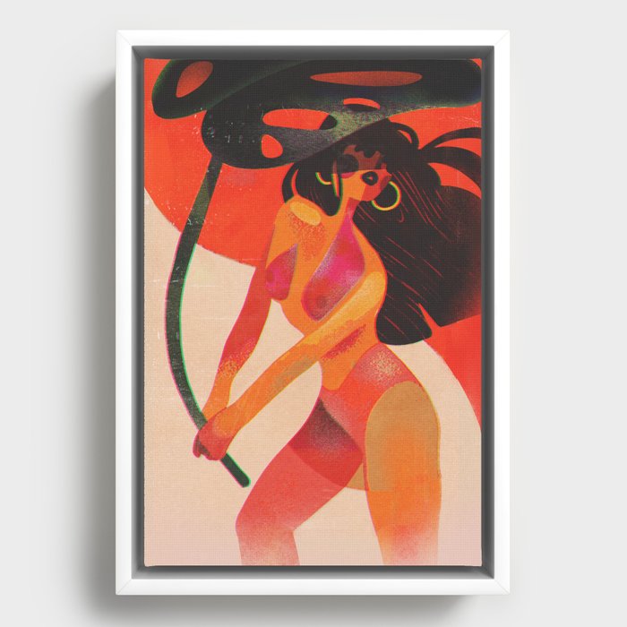 Sally Tangerine Tropical Dream Girl Framed Canvas