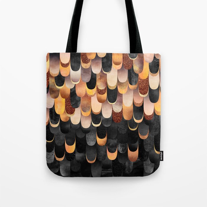 Feathered - Copper And Black Tote Bag