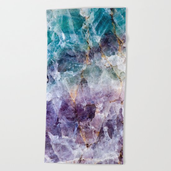 Turquoise & Purple Quartz Crystal Beach Towel