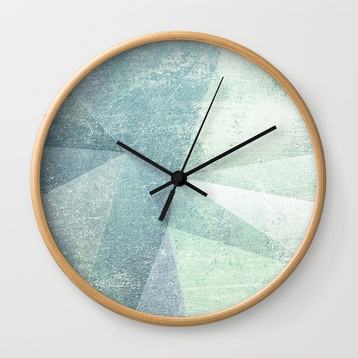 Frozen Geometry - Teal & Turquoise Wall Clock