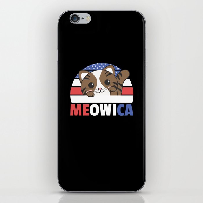 Cat For The Fourth Of July Usa Flag Meowica iPhone Skin