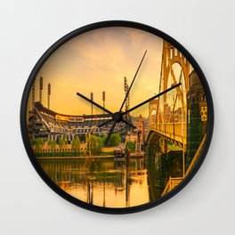 Pittsburgh Ballpark Riverview Sunrise Print Wall Clock