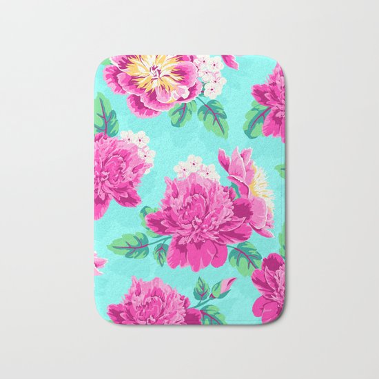 Bright Flowers Pretty Peonies Bath Mat