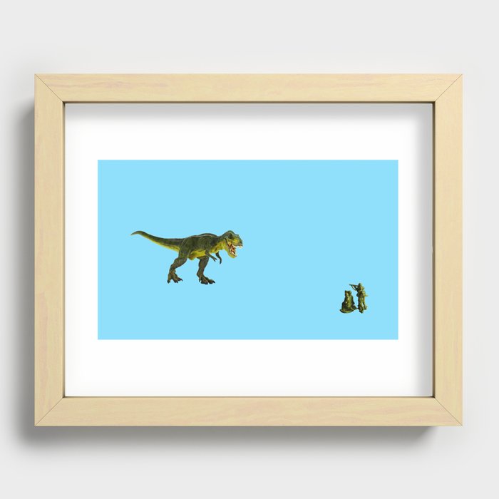 Dinosaurs vs Toy Soldiers Recessed Framed Print