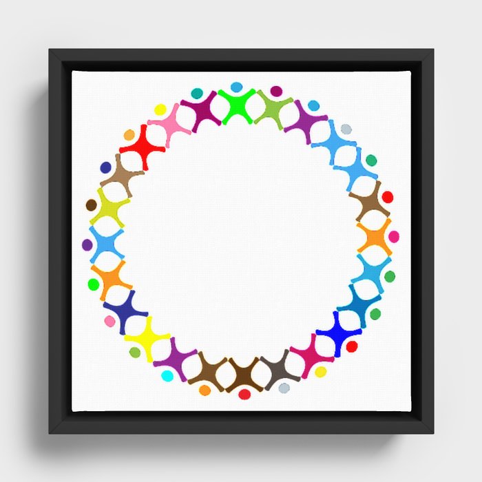 People Circle Framed Canvas