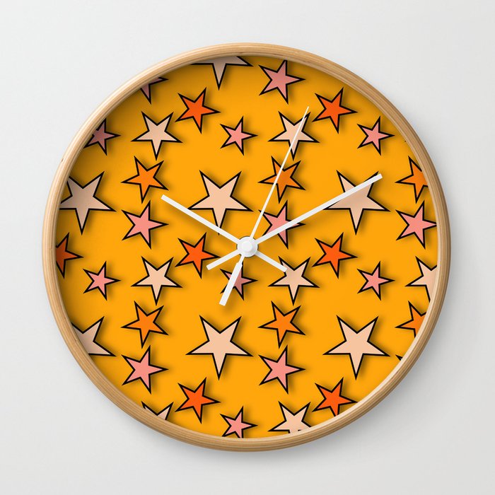 y2k-star yellow Wall Clock
