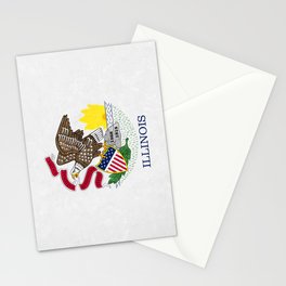 Illinois State Flag American Flags Midwest Illinoisan Banner Emblem Stationery Card