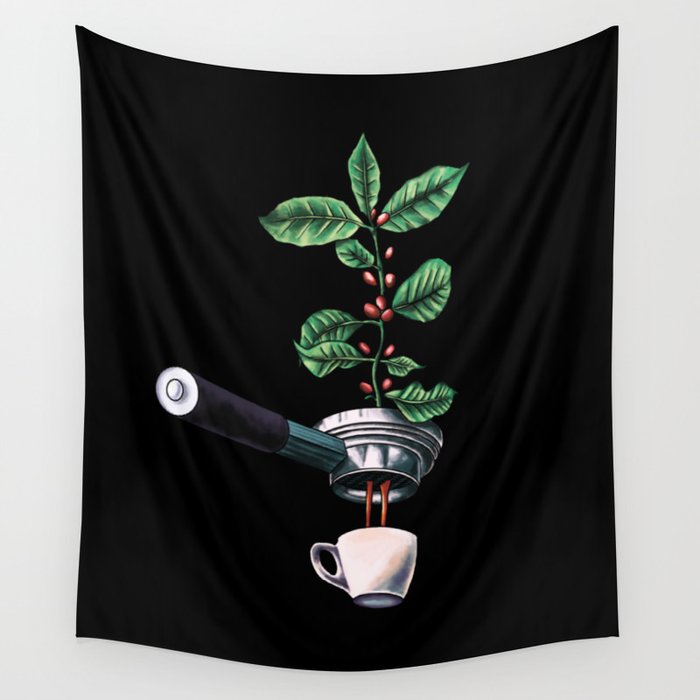 Coffee Plant Design Espresso Barista Wall Tapestry