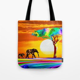 African Elephant with Baby Tote Bag