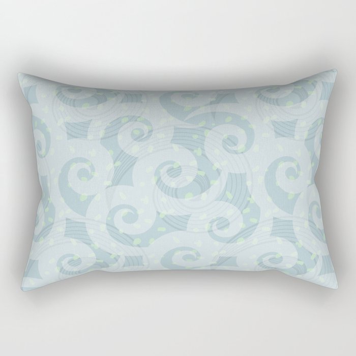 Spiral wave pattern in different hue of blue colour Rectangular Pillow