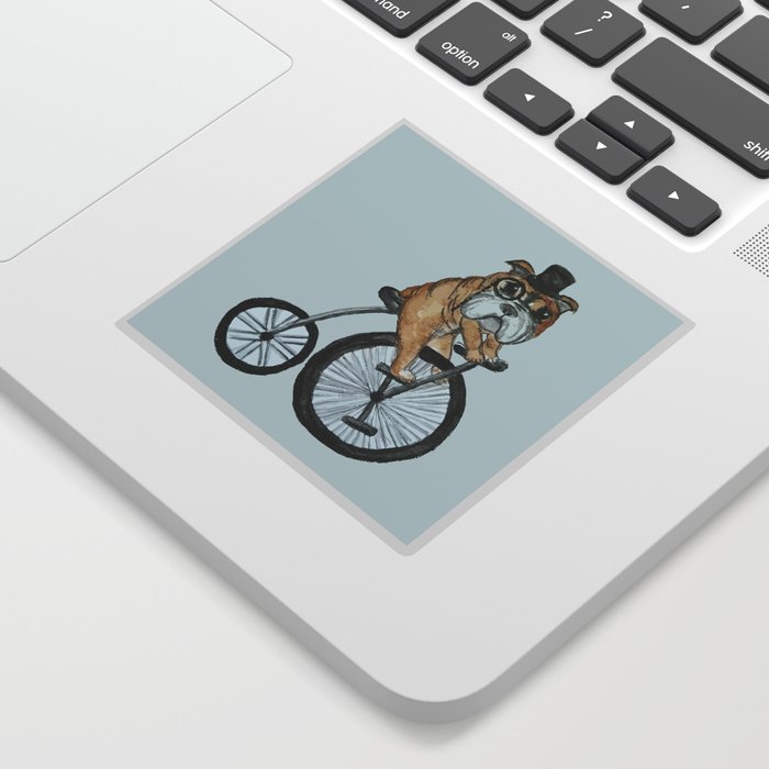 English Bulldog Riding a Penny-farthing Sticker