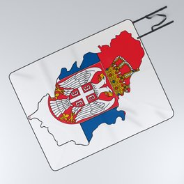 Serbia Map with Serbian Flag Picnic Blanket
