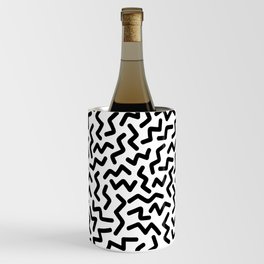 Black Zigzag Memphis Style Black and White Pattern Wine Chiller