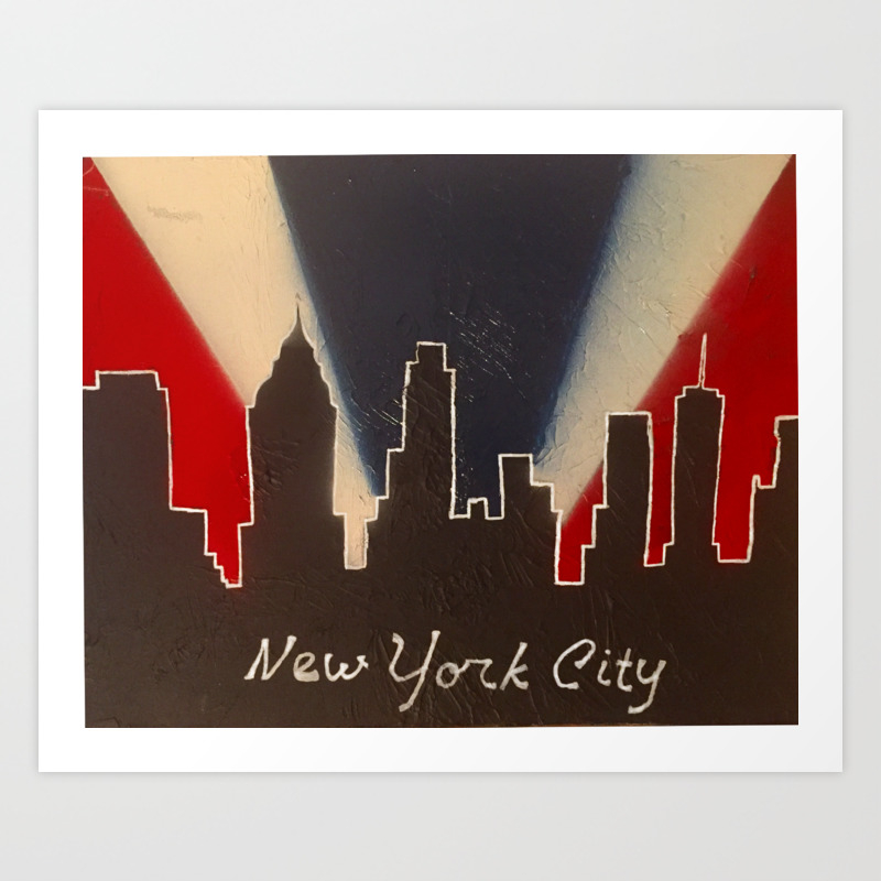 Nyc Skyline Spray Paint Art Print By Markerpantsstudios Society6