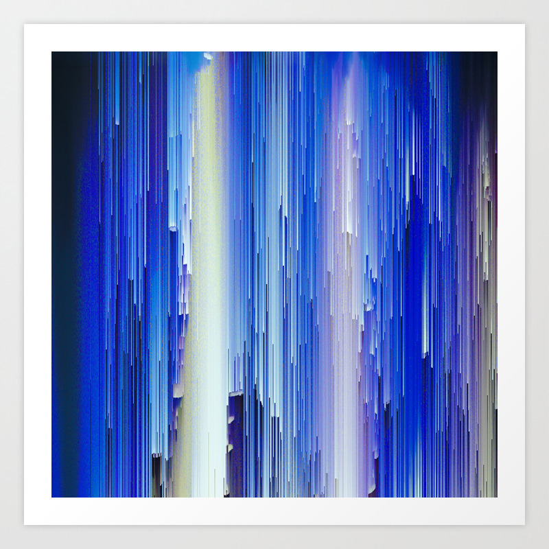 Frozen Blue Waterfall Abstract Digital Painting Art Print By