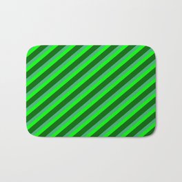 [ Thumbnail: Sea Green, Lime & Dark Green Colored Stripes/Lines Pattern Bath Mat ]