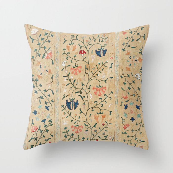 Uzbekistan Suzani Nim Embroidery Print Throw Pillow