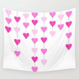 Many Pinks Heart Strings Wall Tapestry