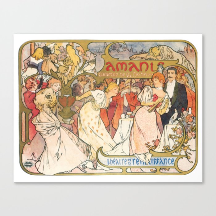 Mucha Amante Comedie Art Nouveau  Canvas Print