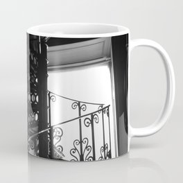 Stairs Trinity College Library Spiral Iron Wrought Staircase, Dublin, Ireland black and white photography Coffee Mug