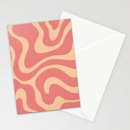 Warped Swirl Marble Pattern (coral/pink/peach) Stationery Card