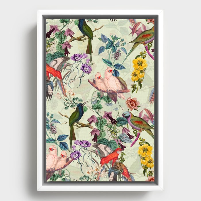 Floral and Birds VIII Framed Canvas