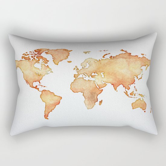 Brown World Map Rectangular Pillow