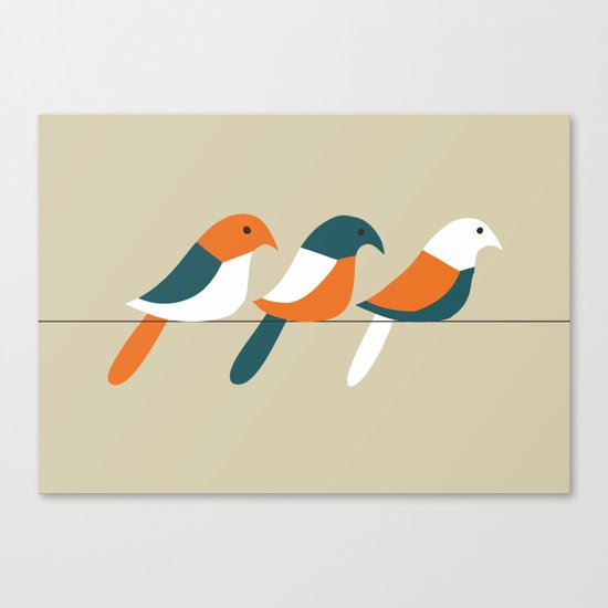 Birds on wire Canvas Print