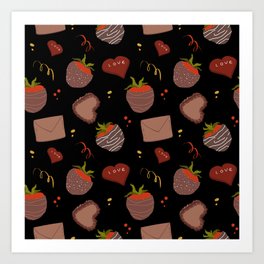 Strawberries and chocolate Art Print