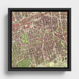 Vintage Map of Dortmund, Germany Framed Canvas