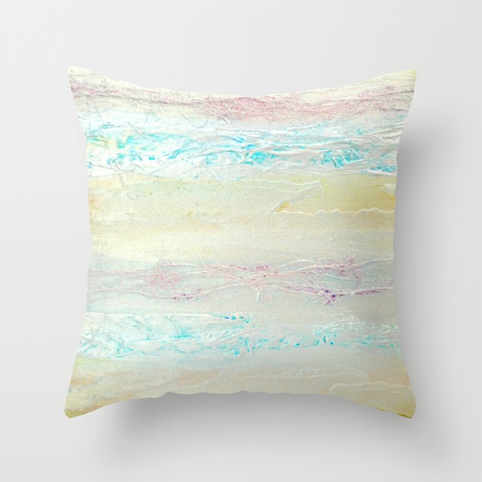 Chaudry Gold Blue Pink Textures Throw Pillow