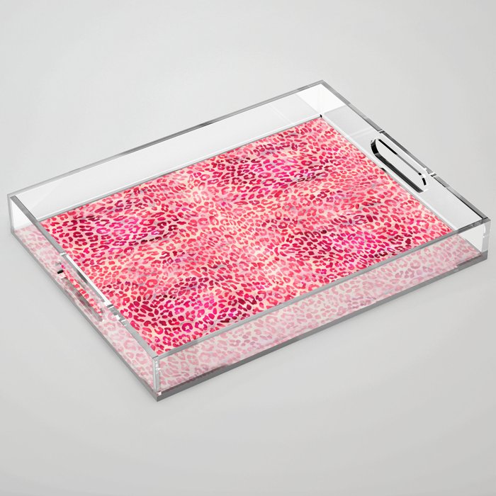 Pink Leopard Print Acrylic Tray