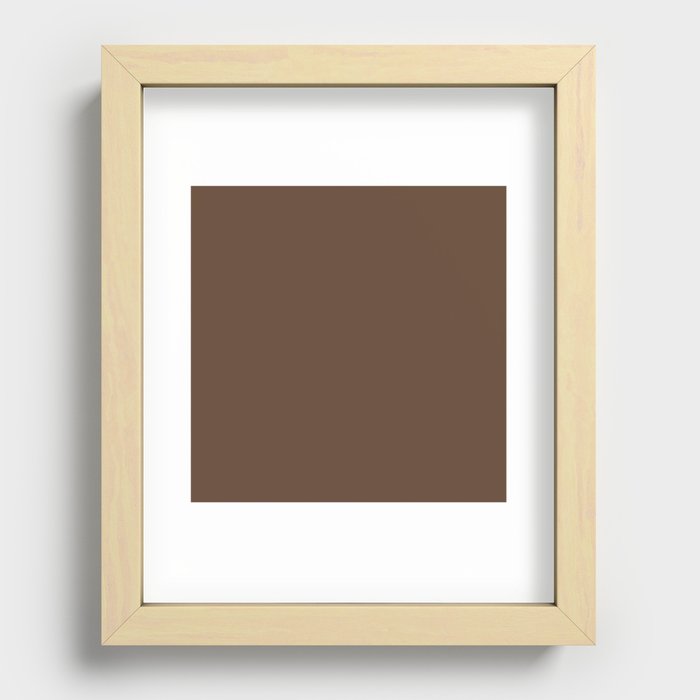 DARK BROWN solid color.  Earthy color plain pattern Recessed Framed Print