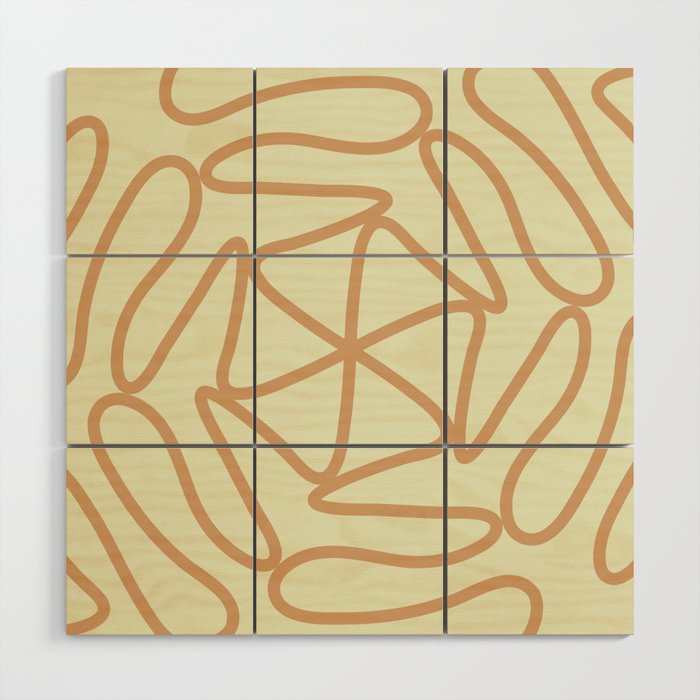 Abstract Mid Century lines pattern -  Dirty White Wood Wall Art