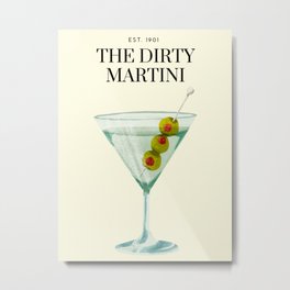 Dirty-Martini Metal Print | Colored Pencil, Barcart, Summer, Cocktail, Acrylic, Olives, Drawing, Martini, Adult, Bar 