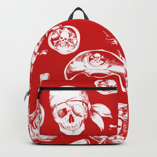 Red Pirate Pattern Backpack
