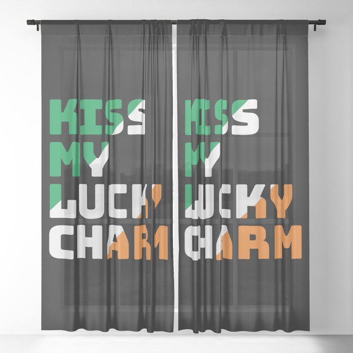 Kiss My Lucky Charm St Patrick's Day Sheer Curtain