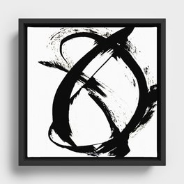 Brushstroke 7: a minimal, abstract, black and white piece Framed Canvas