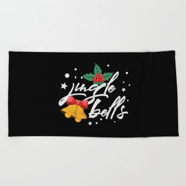 Jingle Bells Mistletoe Christmas Bells Beach Towel