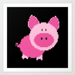 Little Piggy Kids Pixel Art Art Print