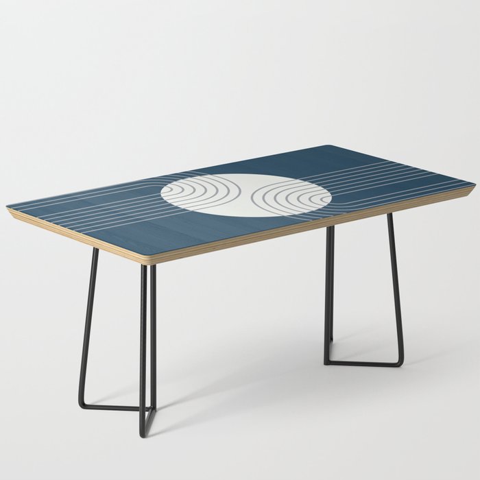 Mid Century Modern Geometric 177 in Navy Blue Grey Coffee Table
