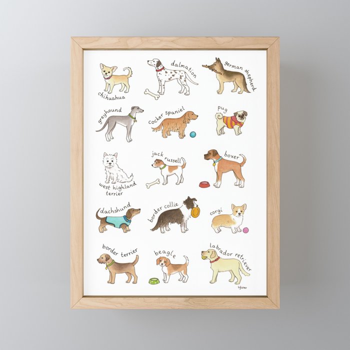 Breeds of Dog Framed Mini Art Print