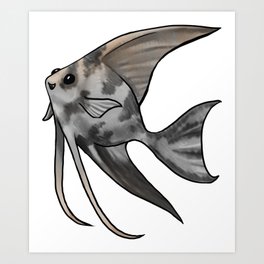 Angelfish Marbled Art Print