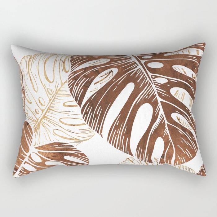 Monstera Wood Rectangular Pillow