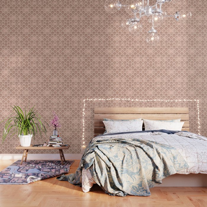 Rose Gold Damask Wallpaper by Christyne Society6