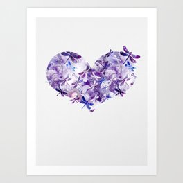 Dragonfly Heart - Ultraviolet Purple Art Print