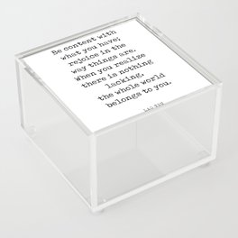 Be content with what you have - Lao Tzu Quote - Literature - Typewriter Print Acrylic Box