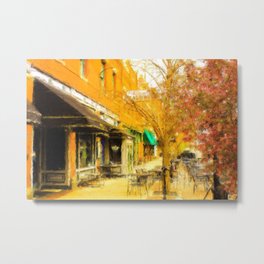 Quiet Stroll Down B Street Metal Print | Painting, Oil, Urban, Cafe, Impressionism, Vangogh, Autumn, City, Spring, Digital 