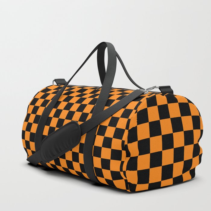 Orange and Black Checker Print Duffle Bag