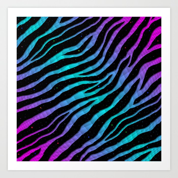 Ripped SpaceTime Stripes - Pink/Cyan Art Print